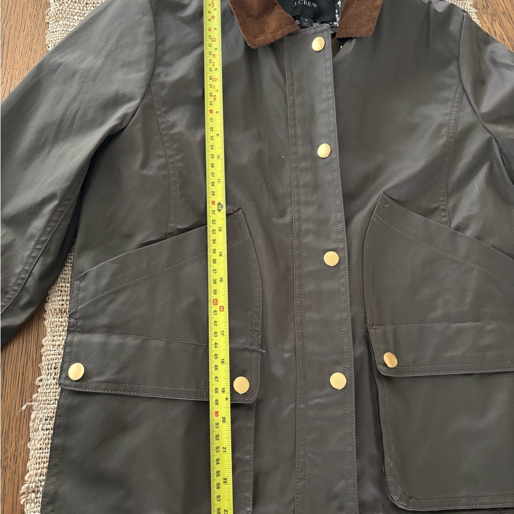 J Crew Barn Jacket with Liberty Floral Print Olive Green Small Like New - Picture 10 of 14